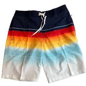 Men's Board Shorts Size 30 Sunset Striped 10" Inseam UPF 50+  NWT